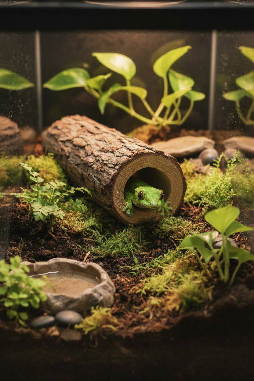 Cachette en Bois Naturel pour Hamster, Rongeurs & Petits Lézards – Refuge Naturel