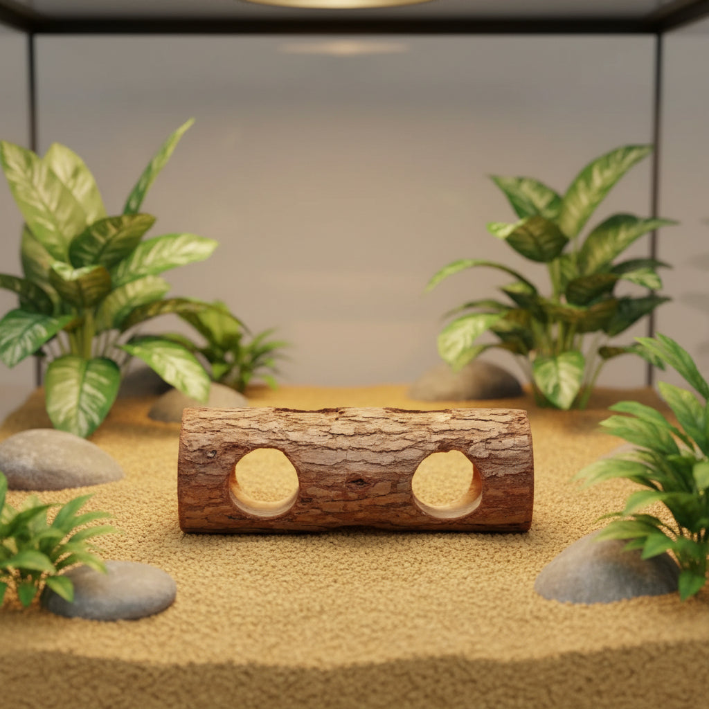 Cachette en Bois Naturel pour Hamster, Rongeurs & Petits Lézards – Refuge Naturel