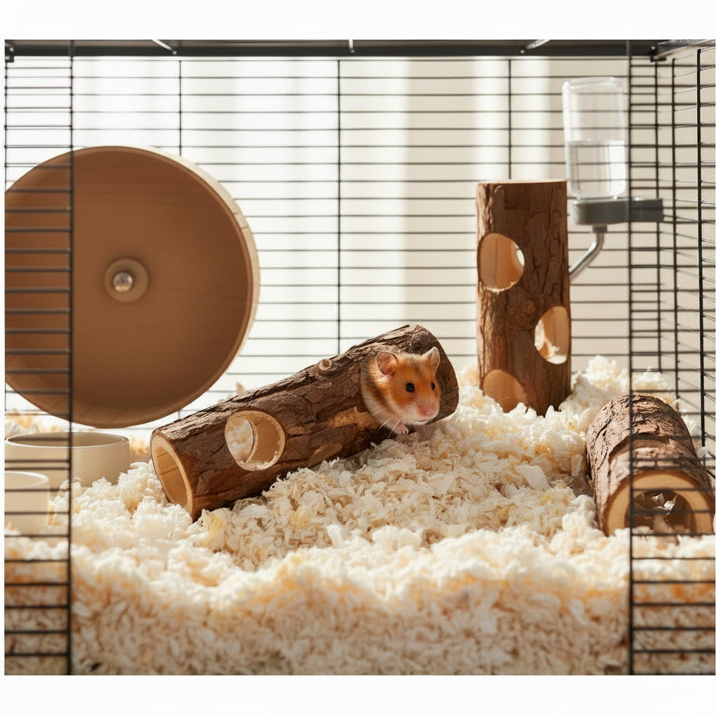Cachette en Bois Naturel pour Hamster, Rongeurs & Petits Lézards – Refuge Naturel
