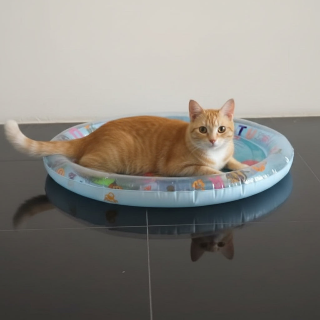 Tapis de Jeu Interactif Chat – Poissons Mobiles 65x65cm