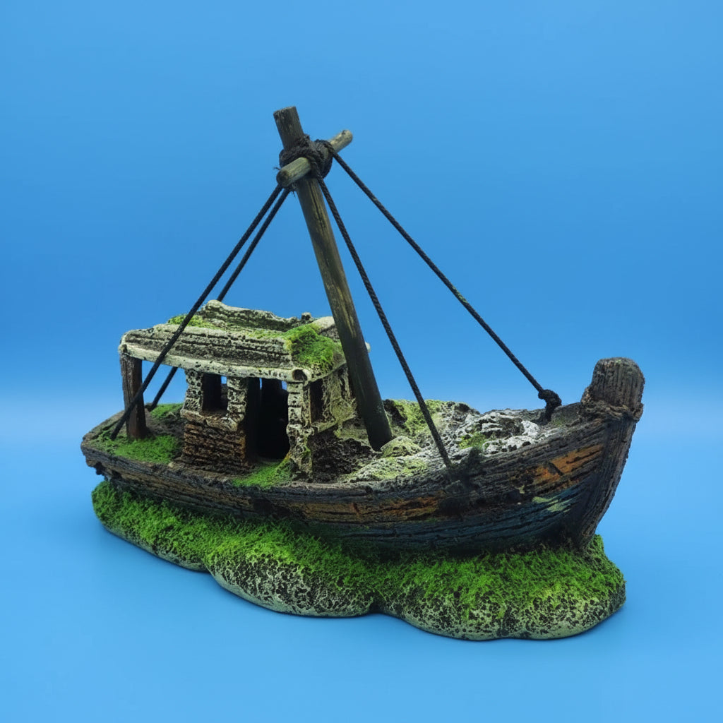 Épave Bateau Pêcheur Aquarium – Décoration Réaliste Résine