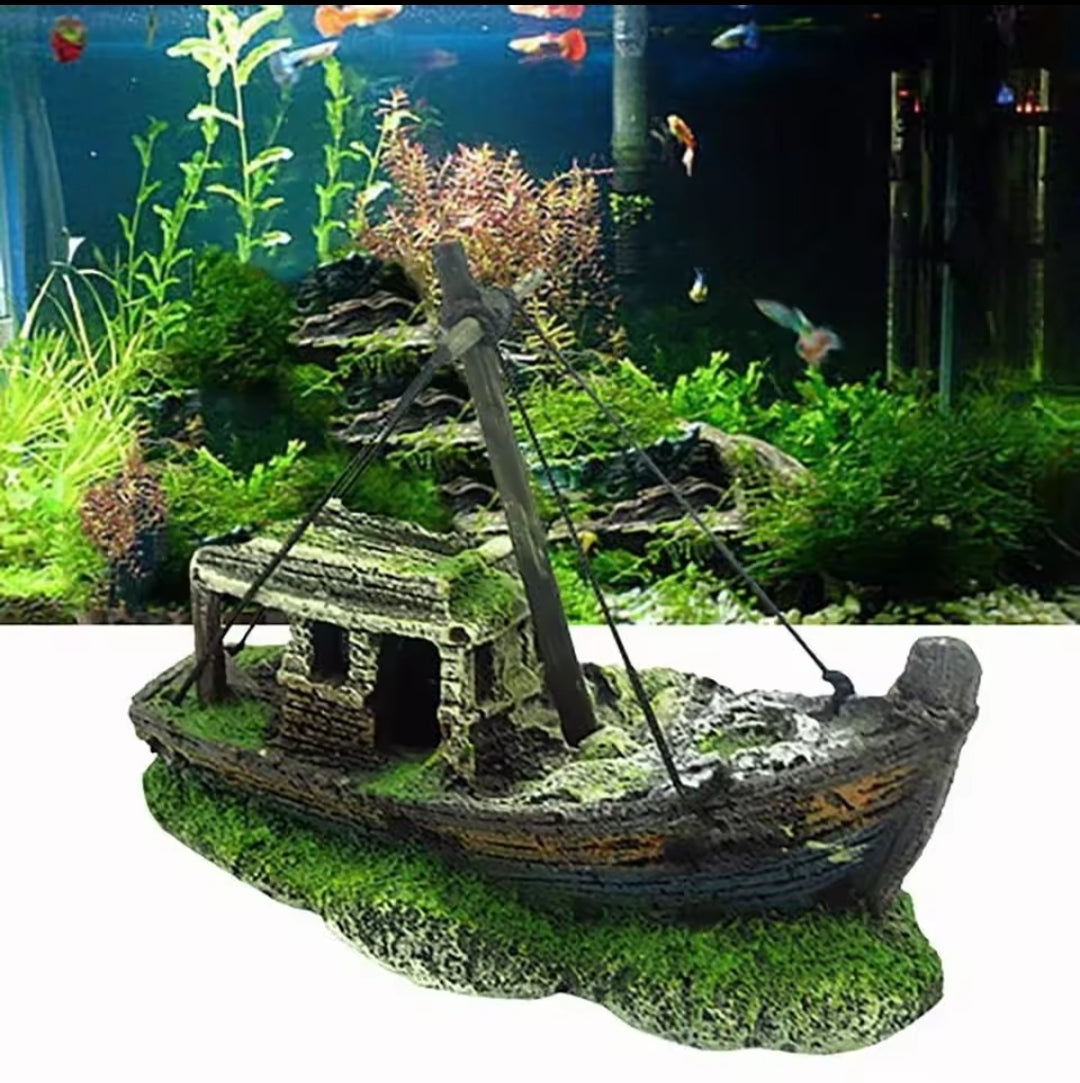 Épave Bateau Pêcheur Aquarium – Décoration Réaliste Résine