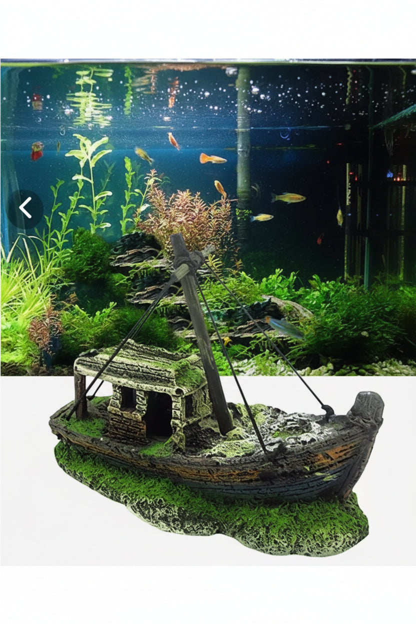 Épave Bateau Pêcheur Aquarium – Décoration Réaliste Résine