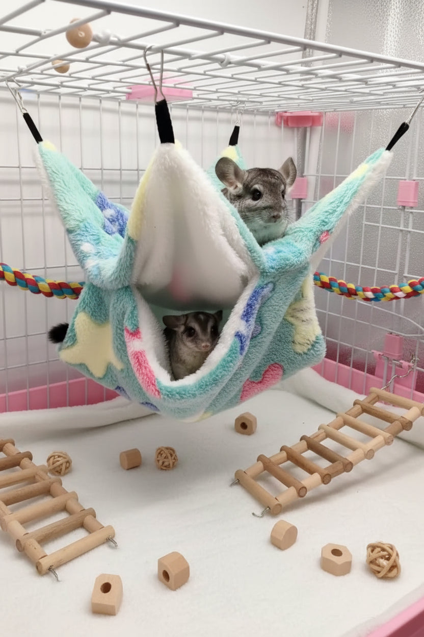 Hamac Sac de Couchage Suspendu Ultra Doux pour Chinchilla, Furet, Cochon d'Inde & Rongeurs