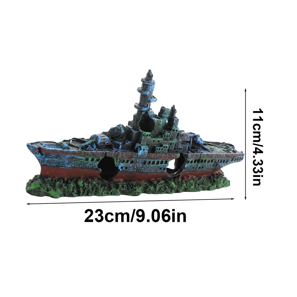 Épave de Bateau Décorative pour Aquarium en Résine – Non Toxique,