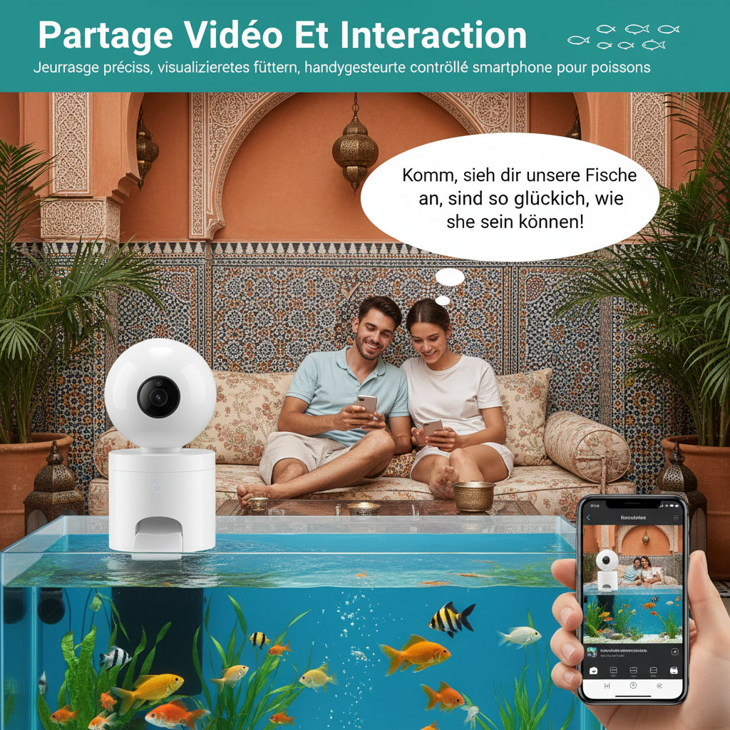 Distributeur Nourriture Poisson Caméra 2,5K WiFi