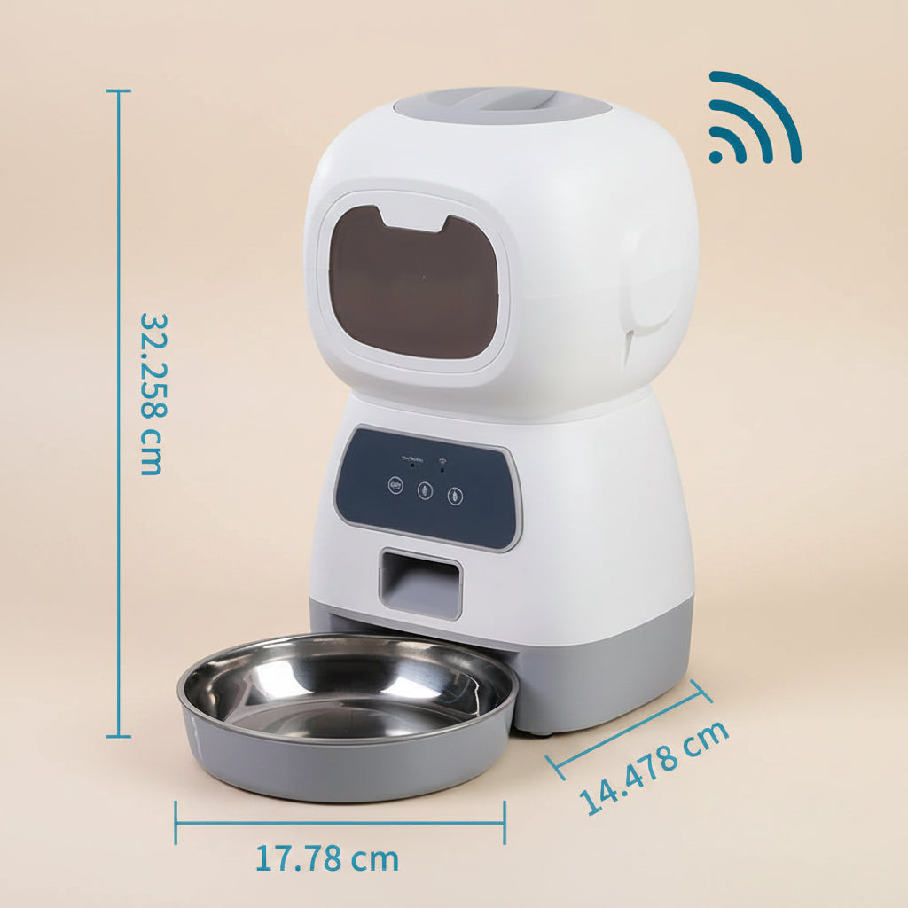 Distributeur Automatique de Croquettes pour Chat et Chien Connecté Wifi - ZYfeeder - Programmable via App, Gamelle Inox, Double Alimentation - Idéal Vacances et Travail