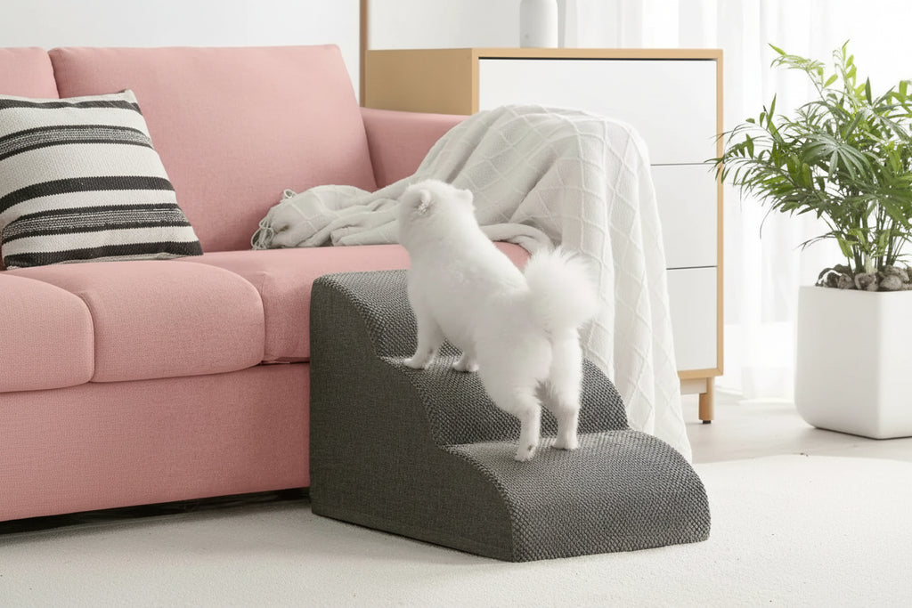 Escalier en Mousse Antidérapant pour Petit Chien – Marches Douces Accès Canapé/Lit – Jusqu'à 22kg