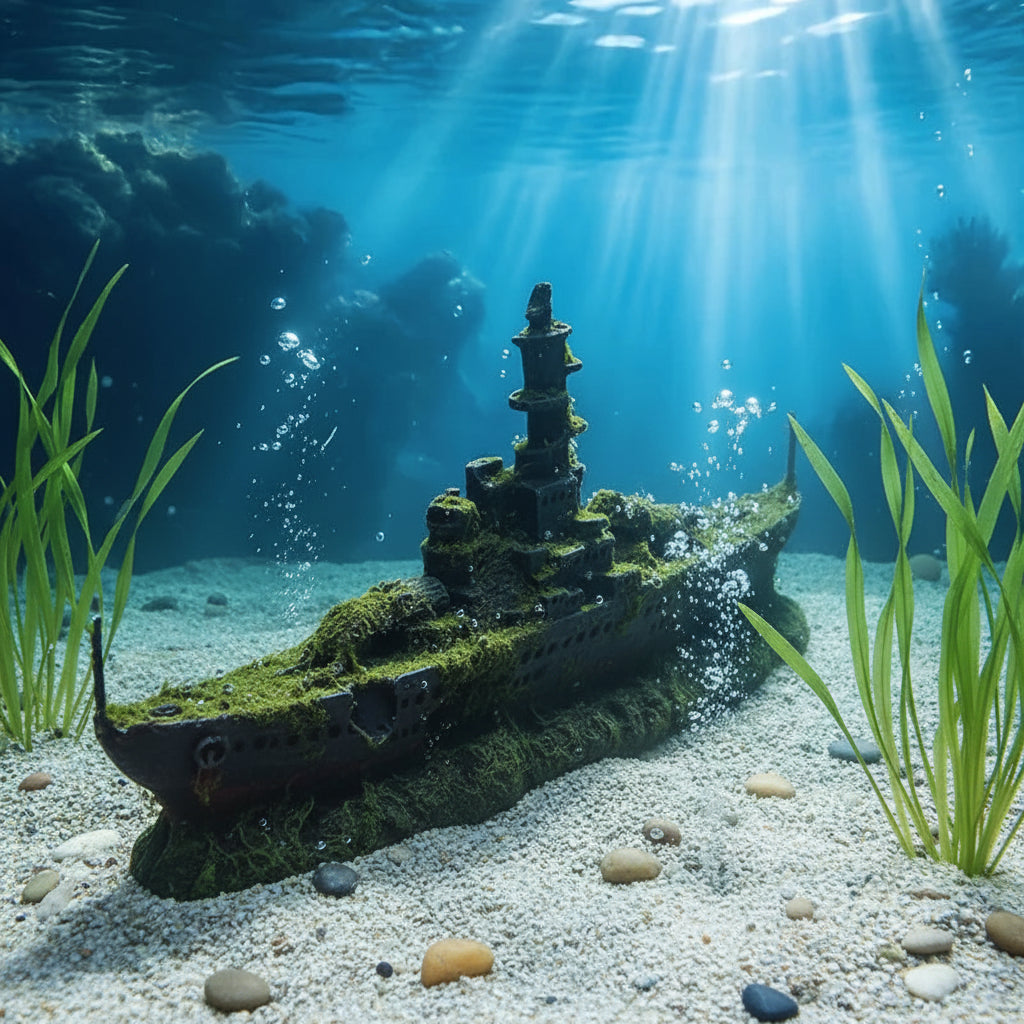 Épave de Bateau Décorative pour Aquarium en Résine – Non Toxique,