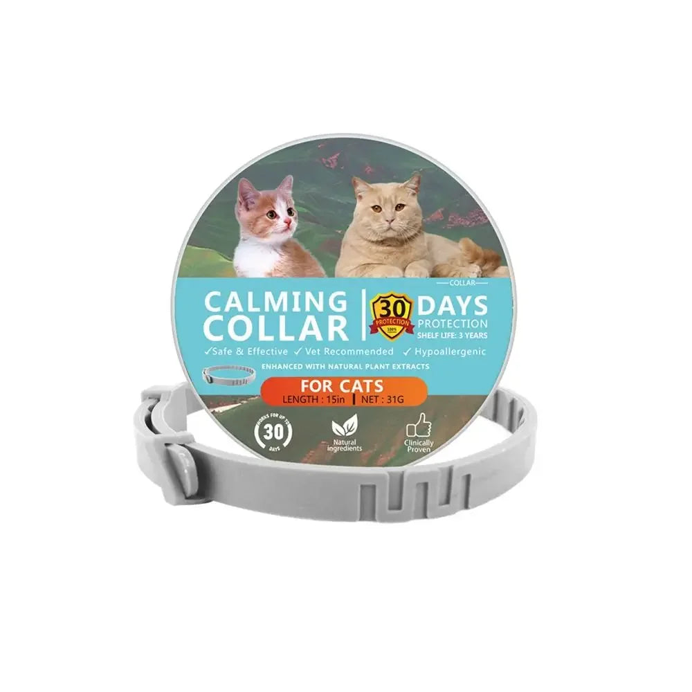 Collier Apaisant Anti-Stress pour Chien et Chat – Phéromones Naturelles, Ajustable, Sécurité Déclenchement Rapide