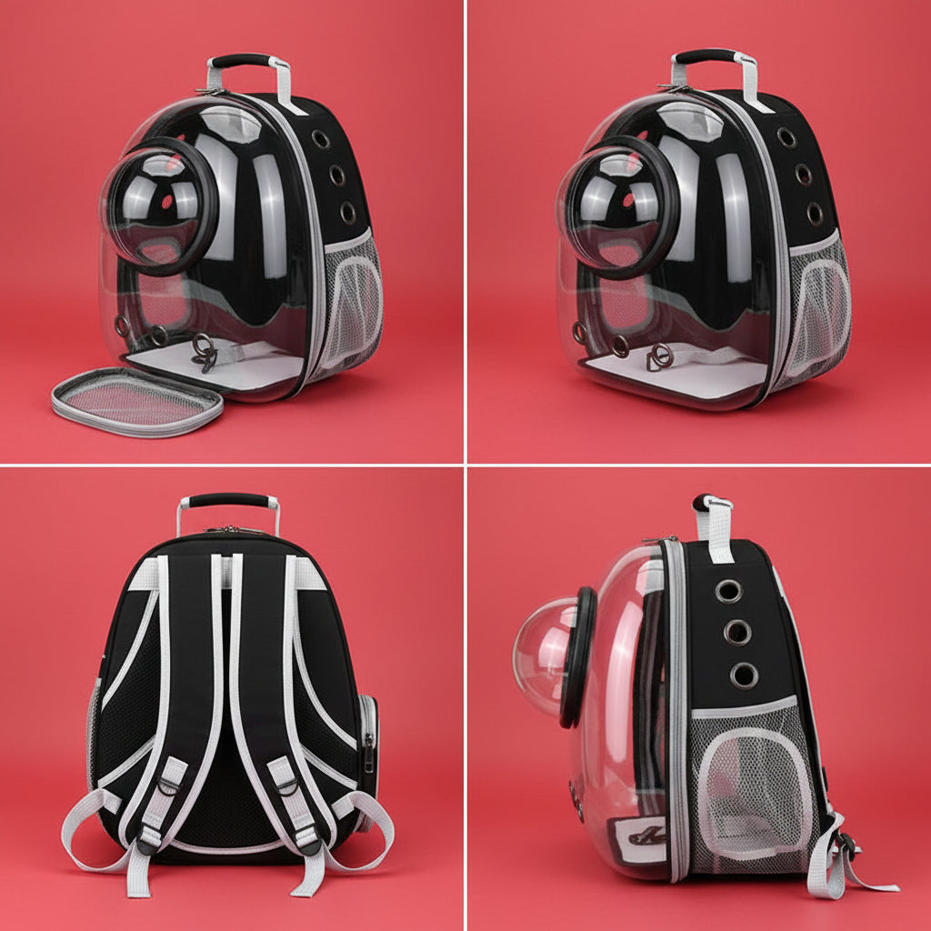 Sac de transport pour chat "Capsule Spatiale" – Anti-stress & Vision panoramique – Respirant – Pour chat & petit chien