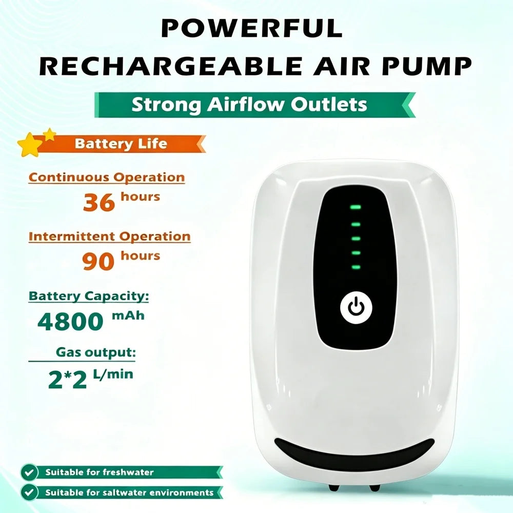 Pompe à Air Aquarium avec Batterie de Secours - Bascule Automatique Anti-Coupure de Courant