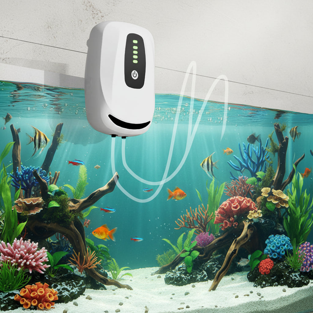Pompe à Air Aquarium avec Batterie de Secours - Bascule Automatique Anti-Coupure de Courant