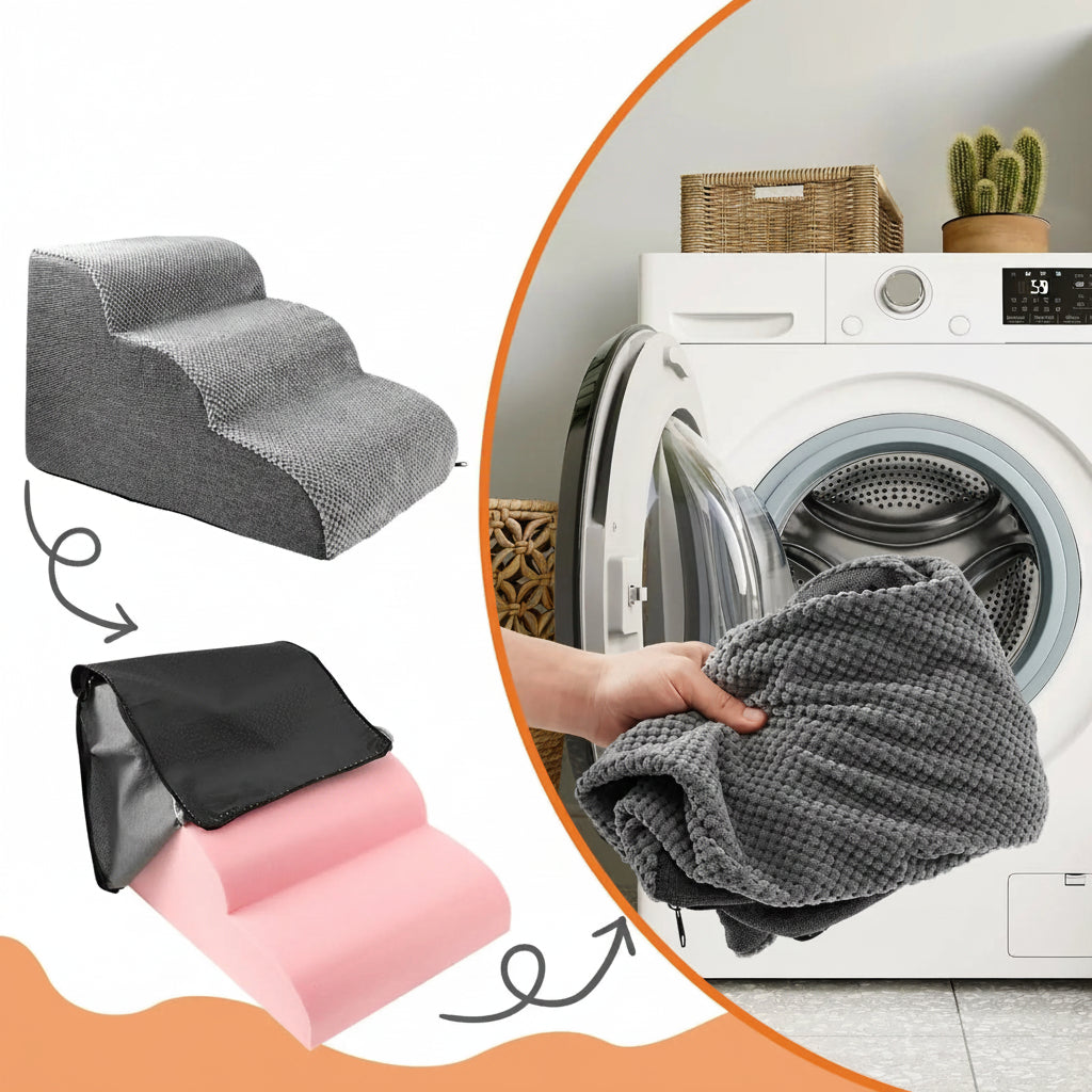 Escalier en Mousse Antidérapant pour Petit Chien – Marches Douces Accès Canapé/Lit – Jusqu'à 22kg