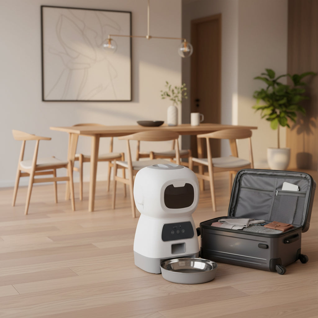 Distributeur Automatique de Croquettes pour Chat et Chien Connecté Wifi - ZYfeeder - Programmable via App, Gamelle Inox, Double Alimentation - Idéal Vacances et Travail