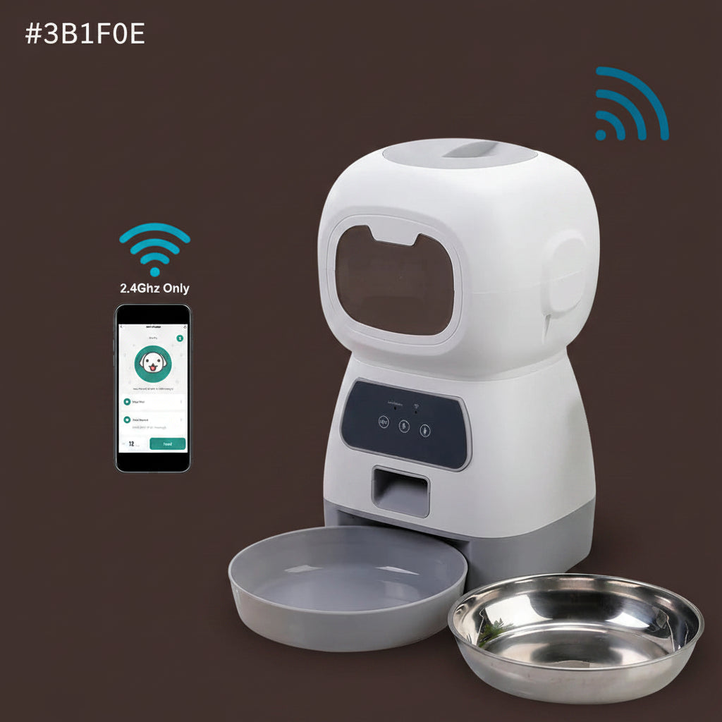 Distributeur Automatique de Croquettes pour Chat et Chien Connecté Wifi - ZYfeeder - Programmable via App, Gamelle Inox, Double Alimentation - Idéal Vacances et Travail