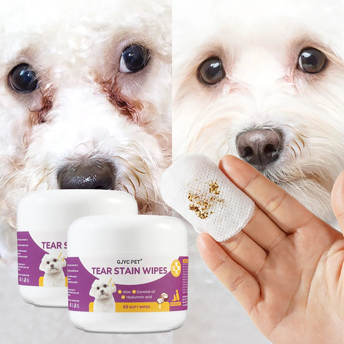 Lingettes oculaires nettoyantes douces – Soin anti-tâches pour chiens et chats