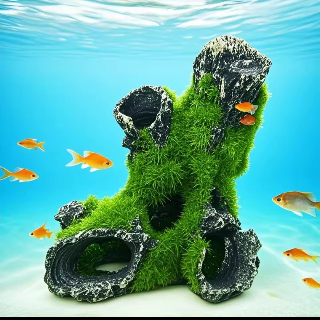 Souche Décorative Mousse Aquarium – Refuge Naturel Poissons