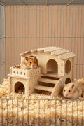 Cabane en Bois pour Hamster – Maison 2 Étages avec Escalier & Tunnels