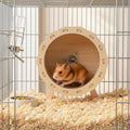 Roue d'Exercice en Bois Naturel pour Hamster – Silencieuse – Diamètre 16 cm