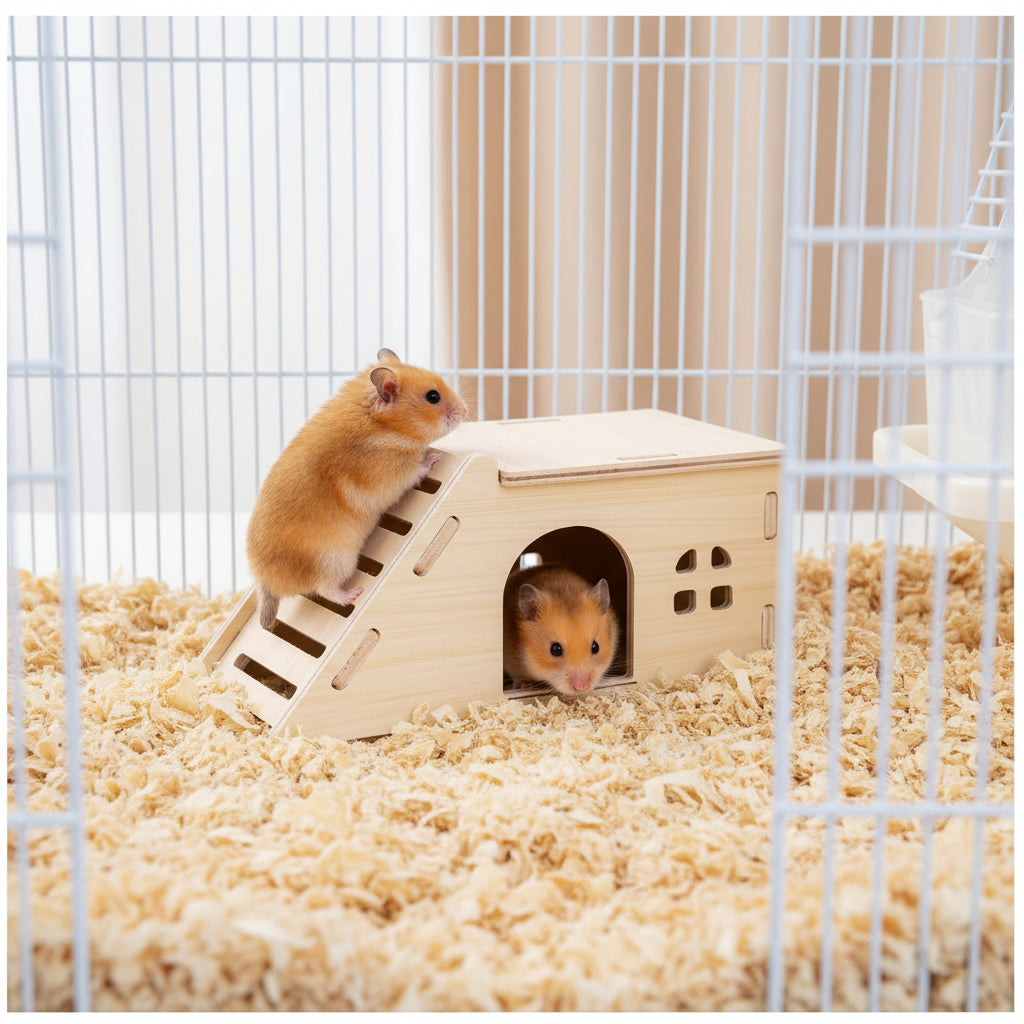 Maison en Bois pour Hamster avec Échelle – Naturelle & Personnalisable