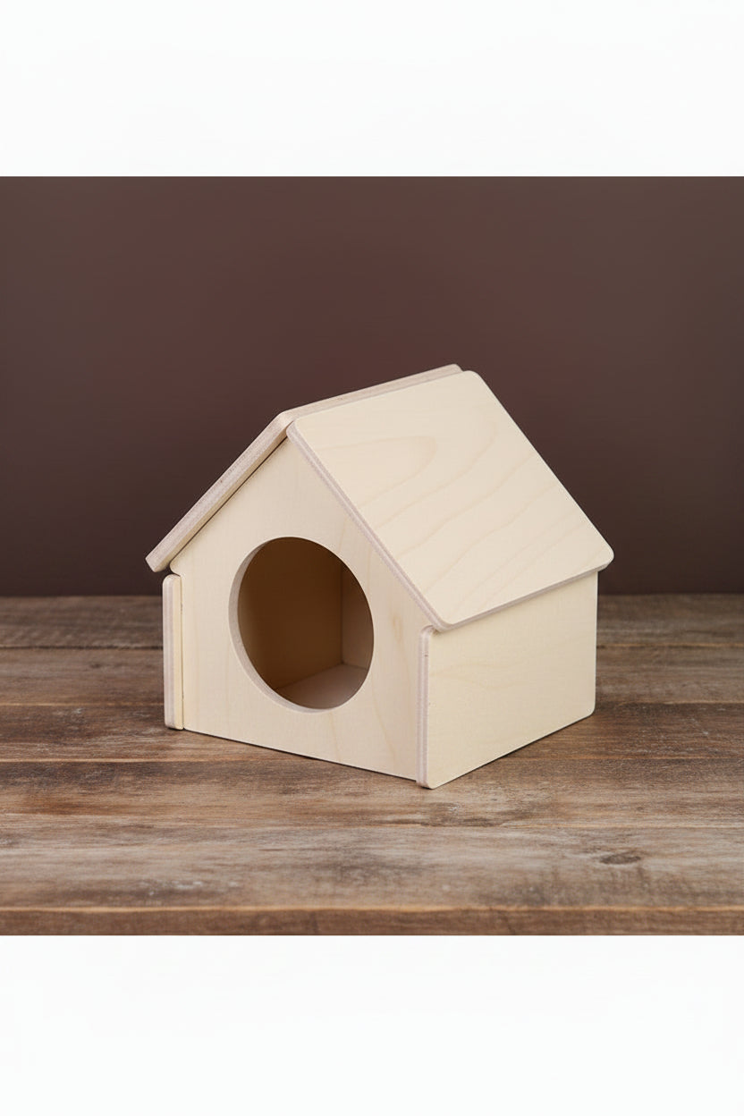 Chalet en Bois Naturel pour Hamster & Rongeurs – Personnalisable