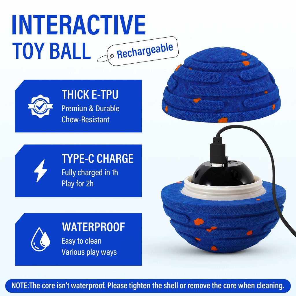 Balle Télécommandée Interactive pour Chien – E-TPU USB-C