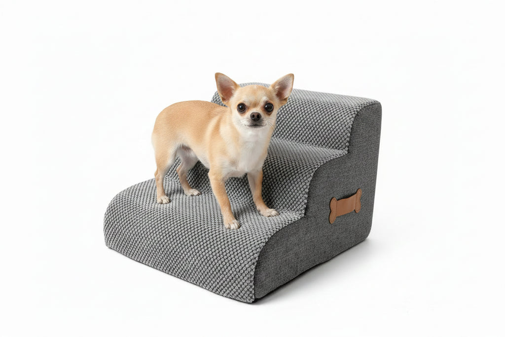 Escalier en Mousse Antidérapant pour Petit Chien – Marches Douces Accès Canapé/Lit – Jusqu'à 22kg