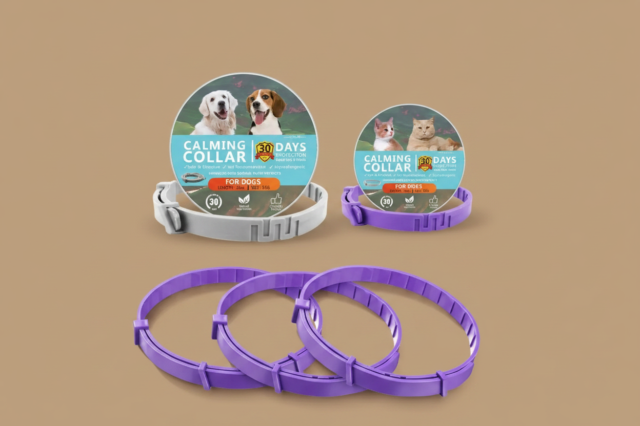 Collier Apaisant Anti-Stress pour Chien et Chat – Phéromones Naturelles, Ajustable, Sécurité Déclenchement Rapide